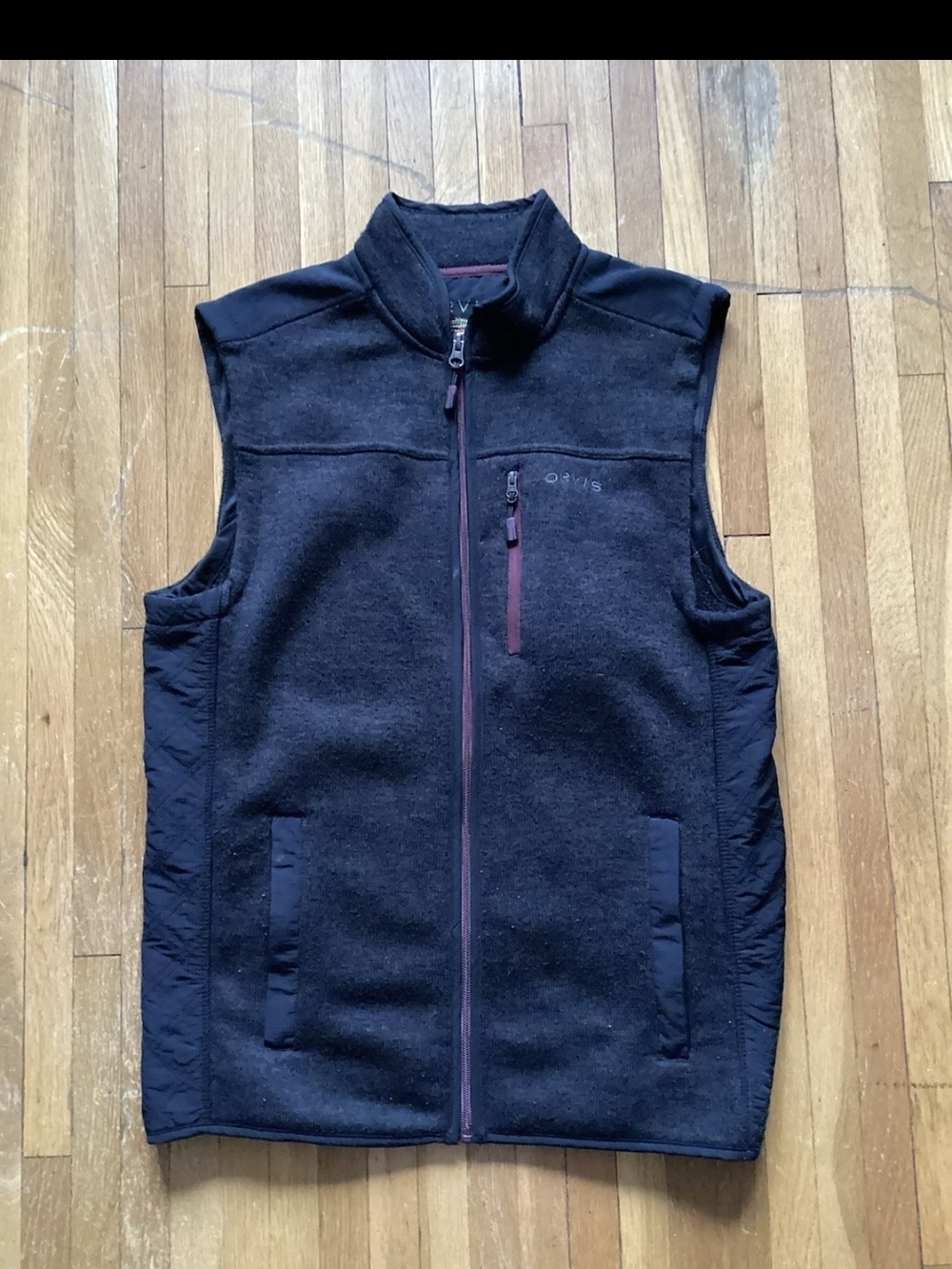 Orvis Men's Size Medium Heather Gray Solid/Textured Vest,Polyester Blend,MINT